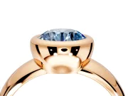 Solitaire Engagement Ring Setting for Fancy Blue Round Cut Center with Wide Band and Bezel Head in Rose Gold