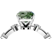 Solitaire Engagement Ring Setting for Fancy Green Cushion Cut Center with Bezel Station Band and Prong Head in Platinum