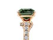 Solitaire Engagement Ring Setting for Fancy Green Asscher Cut Center with Crossover Accents and Prong Head in Rose Gold