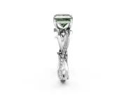 Solitaire Engagement Ring Setting for Fancy Green Princess Cut Center with Pave and Plain Crossover Band and Prong Head in Platinum