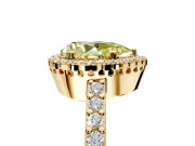 Halo Engagement Ring Setting for Fancy Yellow Pear-Shaped Center with Inner Milgrain Border and Prong Head in Yellow Gold