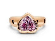 Solitaire Engagement Ring Setting for Fancy Pink Heart-Shaped Center with Wide Band and Bezel Head in Rose Gold