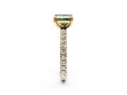Solitaire Engagement Ring Setting for Fancy Green Princess Cut Center with Shared-Prong Accents and Prong Head in Yellow Gold