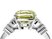 Floral Engagement Ring Setting for Fancy Yellow Asscher Cut Center with Marquise Cluster Shoulders and Prong Head in Platinum