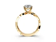 Solitaire Engagement Ring Setting for Round Cut Center with Pave and Plain Crossover Band and Prong Head in Yellow Gold