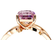 Solitaire Engagement Ring Setting for Fancy Pink Radiant Cut Center with Pave and Plain Crossover Band and Prong Head in Rose Gold