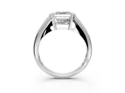 Tension Engagement Ring Setting for Asscher Cut Center with Wide Tapered Band and Tension Head in Platinum