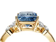 Solitaire Engagement Ring Setting for Fancy Blue Princess Cut Center with Marquise Flower Shoulders and Prong Head in Yellow Gold
