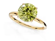Solitaire Engagement Ring Setting for Fancy Yellow Round Cut Center with Plain Band, Open Basket and Prong Head in Yellow Gold