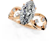 Solitaire Engagement Ring Setting for Marquise Center with Criss-Cross Accent Band and Prong Head in Rose Gold