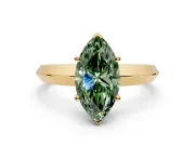 Solitaire Engagement Ring Setting for Fancy Green Marquise Center with Wide Knife Ridge Band and Prong Head in Yellow Gold