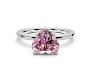 Hidden Halo Engagement Ring Setting for Fancy Pink Heart-Shaped Center with Thin Rounded Band and Prong Head in Platinum