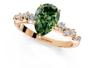 Cluster Engagement Ring Setting for Fancy Green Pear-Shaped Center with Round Cut Accent Band and Prong Head in Rose Gold