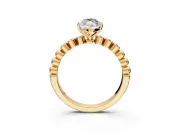 Solitaire Engagement Ring Setting for Marquise Center with Bezel-Dot Beaded Band and Prong Head in Yellow Gold