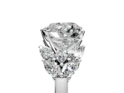 Leaf Cluster Engagement Ring Setting for Heart-Shaped Center with Marquise Accents and Prong Head in Platinum