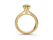 Solitaire Engagement Ring Setting for Fancy Yellow Radiant Cut Center with Milgrain Cathedral Band and Prong Head in Yellow Gold