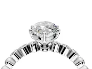 Solitaire Engagement Ring Setting for Marquise Center with Bezel-Dot Beaded Band and Prong Head in White Gold