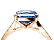 Solitaire Engagement Ring Setting for Fancy Blue Asscher Cut Center with Tapered Shoulders and Prong Head in Rose Gold