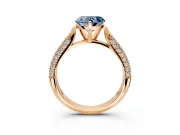 Solitaire Engagement Ring Setting for Fancy Blue Heart-Shaped Center with Multi-Row Accents and Prong Head in Rose Gold