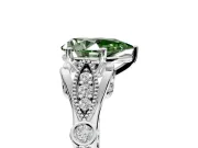 Solitaire Engagement Ring Setting for Fancy Green Pear-Shaped Center with Marquise and Bezel Accents and Prong Head in White Gold