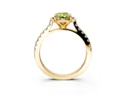 Floral Engagement Ring Setting for Fancy Yellow Radiant Cut Center with Pave Band and Floral Prong Head in Yellow Gold