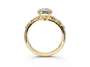 Solitaire Engagement Ring Setting for Radiant Cut Center with Trailing Leaf Accent Band and Prong Head in Yellow Gold