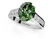 Solitaire Engagement Ring Setting for Fancy Green Oval Center with Cathedral Channel Band and Prong Head in Platinum