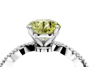 Solitaire Engagement Ring Setting for Fancy Yellow Round Cut Center with Twist Band and Bead Prong Head in Platinum