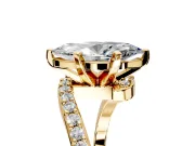 Solitaire Engagement Ring Setting for Marquise Center with Pave Bypass Swirl Band and Prong Head in Yellow Gold