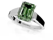 Solitaire Engagement Ring Setting for Fancy Green Emerald Cut Center with Tapered Split Shoulders and Prong Head in Platinum