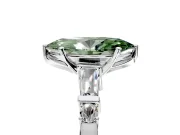 Bar-Set Engagement Ring Setting for Fancy Green Marquise Center with Tapered Baguette Accents and Prong Head in Sterling Silver