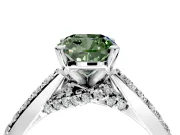 Solitaire Engagement Ring Setting for Fancy Green Cushion Cut Center with Crossover Accents and Prong Head in Platinum