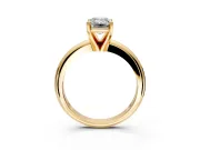 Solitaire Engagement Ring Setting for Emerald Cut Center with Wire Band and Prong Head in Yellow Gold