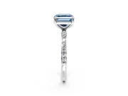 Solitaire Engagement Ring Setting for Fancy Blue Asscher Cut Center with Pave Accents and Prong Head in Sterling Silver
