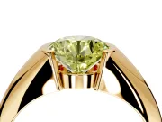 Tension Engagement Ring Setting for Fancy Yellow Round Cut Center with Wide Tapered Band and Tension Head in Yellow Gold