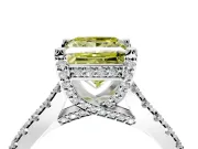 Solitaire Engagement Ring Setting for Fancy Yellow Princess Cut Center with Widening Pave Band and Claw Prong Head in White Gold