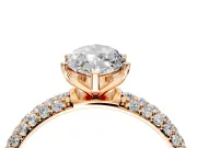 Solitaire Engagement Ring Setting for Marquise Center with Domed Multi-Row Pave Band and Prong Head in Rose Gold