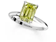 Solitaire Engagement Ring Setting for Fancy Yellow Emerald Cut Center with Knife Ridge Band and Claw Prong Head in Platinum