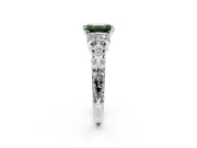 Solitaire Engagement Ring Setting for Fancy Green Emerald Cut Center with Filigree Band and Prong Head in Platinum