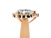 Halo Engagement Ring Setting for Pear-Shaped Center with Square Band and Prong Head in Rose Gold