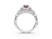 Solitaire Engagement Ring Setting for Fancy Pink Emerald Cut Center with Filigree Band and Prong Head in Platinum