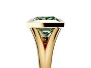 Solitaire Engagement Ring Setting for Fancy Green Princess Cut Center with V Split Shank and Bezel Head in Yellow Gold