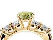 5 Stone Engagement Ring Setting for Fancy Yellow Oval Center with Graduated Accents and Prong Head in Yellow Gold