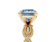 Solitaire Engagement Ring Setting for Fancy Blue Princess Cut Center with Marquise Panel Band and Prong Head in Yellow Gold