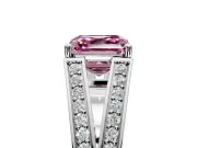 Split Shank Engagement Ring Setting for Fancy Pink Asscher Cut Center with Pave Split Shank and Prong Head in Platinum