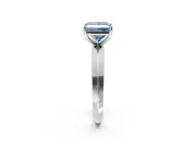 Solitaire Engagement Ring Setting for Fancy Blue Princess Cut Center with Wide Knife Ridge Band and Prong Head in Platinum