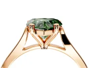 Solitaire Engagement Ring Setting for Fancy Green Heart-Shaped Center with Tapered Shoulders and Prong Head in Rose Gold