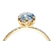 Solitaire Engagement Ring Setting for Fancy Blue Marquise Center with Pave Accents and Prong Head in Yellow Gold
