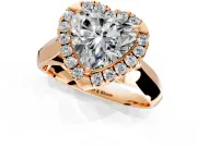 Halo Engagement Ring Setting for Heart-Shaped Center with Square Band and Prong Head in Rose Gold