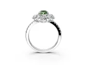 Floral Halo Engagement Ring Setting for Fancy Green Marquise Center with Pave Accents and Prong Head in Platinum